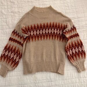 Lush Beige and Rust Patterned Sweater